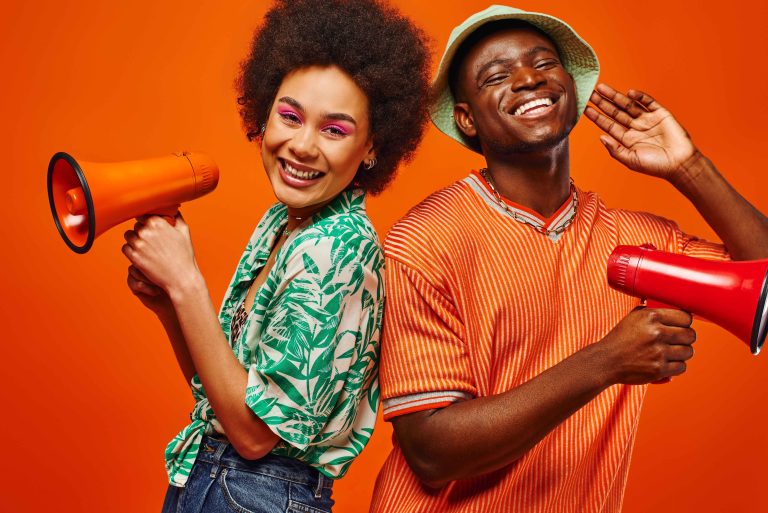 Positive young african american best friends in summer clothes l